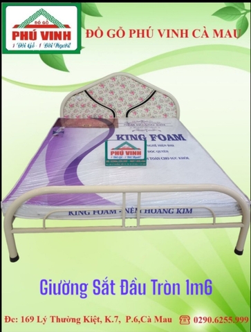 Giường Sắt, Đầu Tròn, 1m6