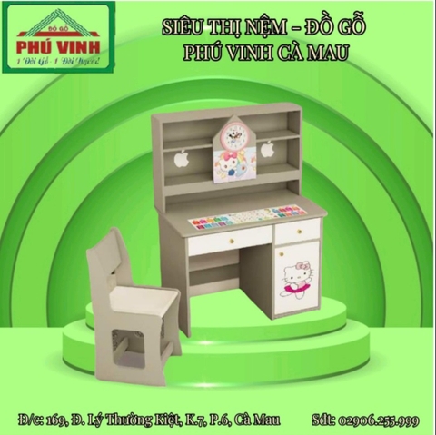 Bàn Học hello Kitty, Kèm Ghế  - 1.0m