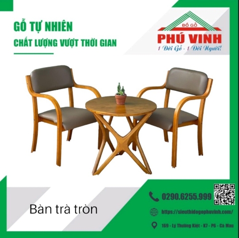 Bàn Trà Tròn, Chân X, Cao Su -  60