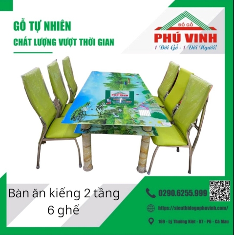 Bàn Ăn Kiếng, 2 Tầng, In 3D  - 9 x 18