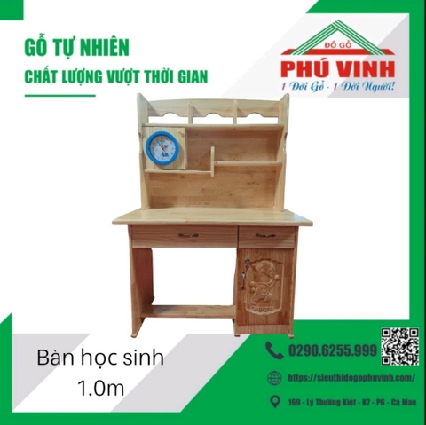 Bàn Học Sinh Xoan Đào Ghép, Đồng Hồ - 1.0m