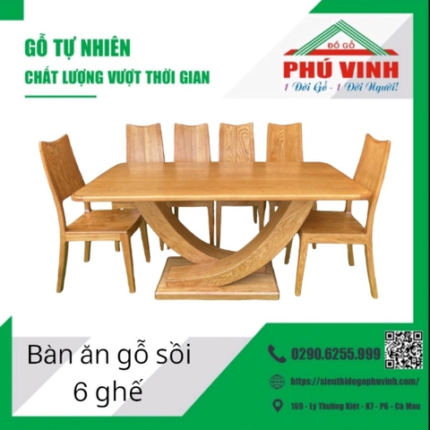 Bàn Ăn Vuông, Sồi, Chân Chữ X - 8 x 16 ( Ghế Tựa Thẳng )