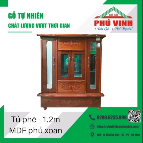 Tủ Phê Cao, MDF Phủ Xoan - 1.2m