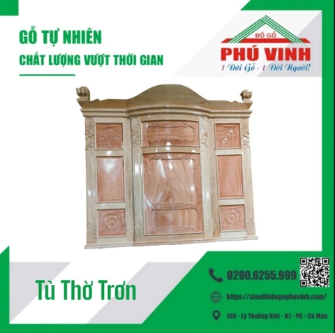 Tủ Thờ, Thao Lao, Gõ Đỏ, Trơn - 1.6m