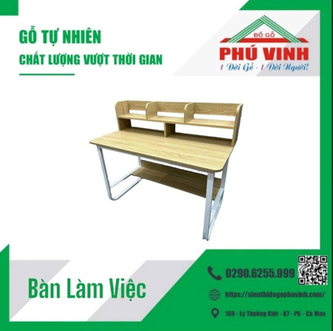 Bàn VP, Melamin, Chân Chữ U, 1 Kệ    - 6 x 12