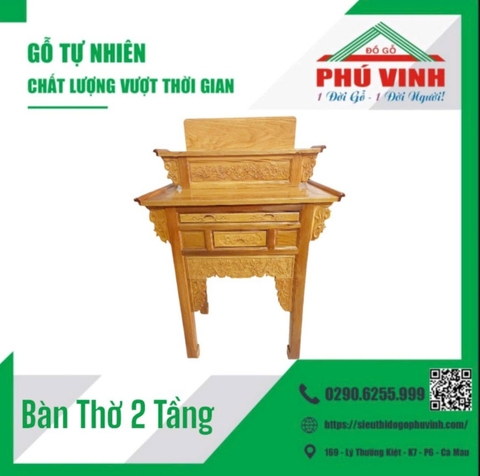 Bàn Thờ, Căm Xe, Gõ Đỏ, 2 Tầng - 1.27m