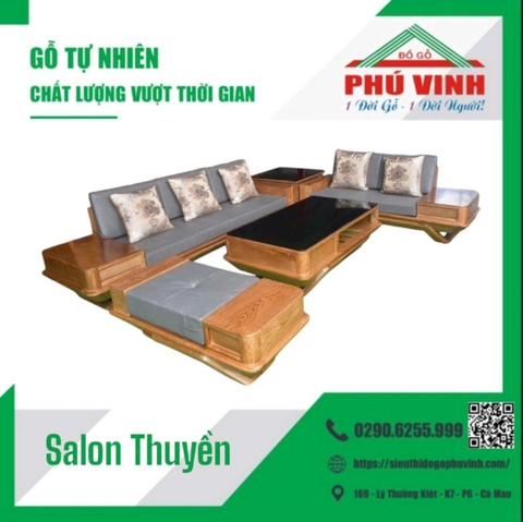 Salon Góc, Gỗ Sồi, Thuyền Lớn, Nệm