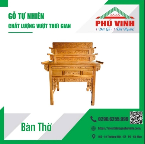 Bàn Thờ, Gõ Đỏ, 3 Tầng - 1.27m