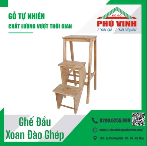 Ghế Đẩu, Xoan Đào, 3 Bậc - 0.85m