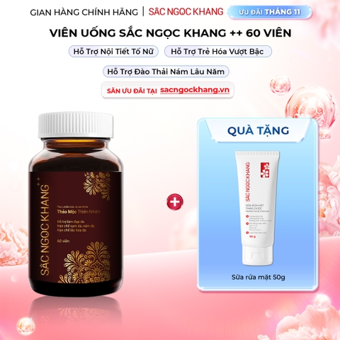 Viên Uống Mờ Nám, Hạn Chế Lão Hóa, Khỏe Đẹp Da Sắc Ngọc Khang++ Hộp 60 Viên (Tặng kèm Sữa rửa mặt thảo dược 50g)