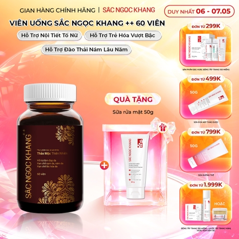 Viên Uống Mờ Nám, Hạn Chế Lão Hóa, Khỏe Đẹp Da Sắc Ngọc Khang++ Hộp 60 Viên (Tặng kèm Sữa rửa mặt thảo dược 50g)