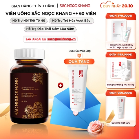 Viên Uống Mờ Nám, Hạn Chế Lão Hóa, Khỏe Đẹp Da Sắc Ngọc Khang++ Hộp 60 Viên (Tặng kèm Sữa rửa mặt thảo dược 50g)
