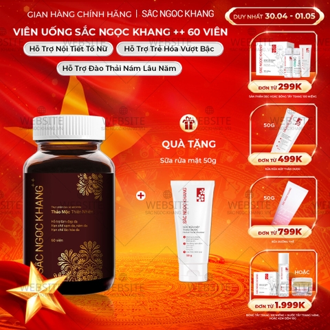 Viên Uống Mờ Nám, Hạn Chế Lão Hóa, Khỏe Đẹp Da Sắc Ngọc Khang++ Hộp 60 Viên (Tặng kèm Sữa rửa mặt thảo dược 50g)