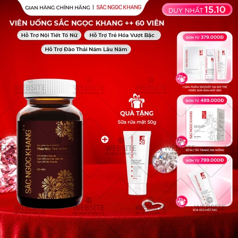 Viên Uống Mờ Nám, Hạn Chế Lão Hóa, Khỏe Đẹp Da Sắc Ngọc Khang++ Hộp 60 Viên (Tặng kèm Sữa rửa mặt thảo dược 50g)