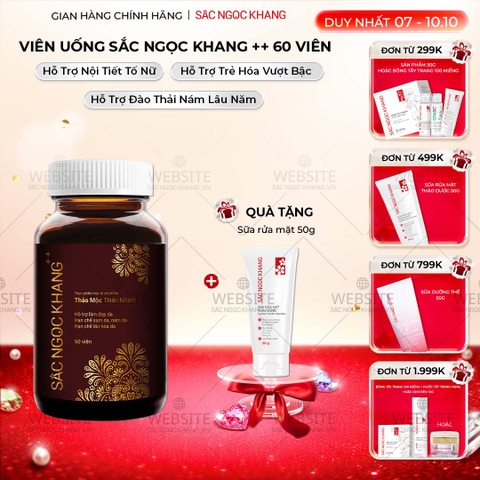 Viên Uống Mờ Nám, Hạn Chế Lão Hóa, Khỏe Đẹp Da Sắc Ngọc Khang++ Hộp 60 Viên (Tặng kèm Sữa rửa mặt thảo dược 50g)