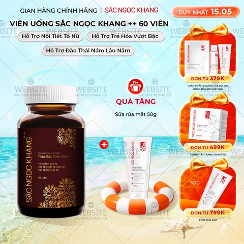 Viên Uống Mờ Nám, Hạn Chế Lão Hóa, Khỏe Đẹp Da Sắc Ngọc Khang++ Hộp 60 Viên (Tặng kèm Sữa rửa mặt thảo dược 50g)