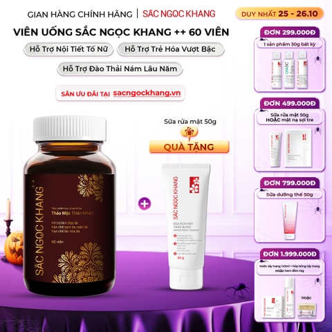 Viên Uống Mờ Nám, Hạn Chế Lão Hóa, Khỏe Đẹp Da Sắc Ngọc Khang++ Hộp 60 Viên (Tặng kèm Sữa rửa mặt thảo dược 50g)