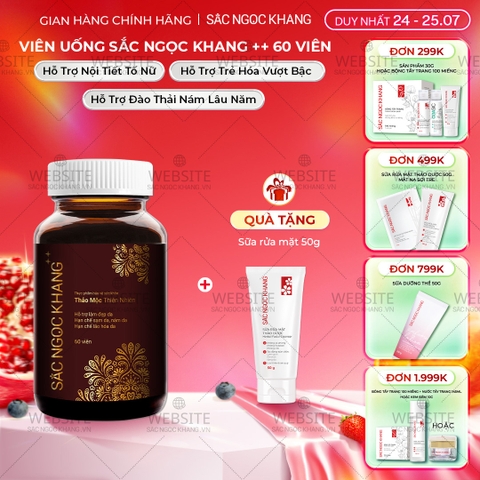 Viên Uống Mờ Nám, Hạn Chế Lão Hóa, Khỏe Đẹp Da Sắc Ngọc Khang++ Hộp 60 Viên (Tặng kèm Sữa rửa mặt thảo dược 50g)