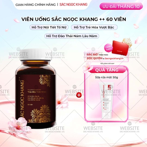 Viên Uống Mờ Nám, Hạn Chế Lão Hóa, Khỏe Đẹp Da Sắc Ngọc Khang++ Hộp 60 Viên (Tặng kèm Sữa rửa mặt thảo dược 50g)
