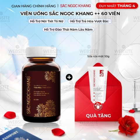 Viên Uống Mờ Nám, Hạn Chế Lão Hóa, Khỏe Đẹp Da Sắc Ngọc Khang++ Hộp 60 Viên (Tặng kèm Sữa rửa mặt thảo dược 50g)