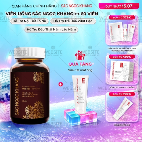 Viên Uống Mờ Nám, Hạn Chế Lão Hóa, Khỏe Đẹp Da Sắc Ngọc Khang++ Hộp 60 Viên (Tặng kèm Sữa rửa mặt thảo dược 50g)