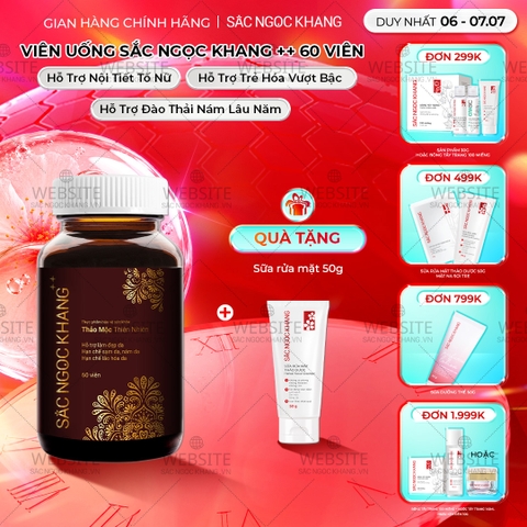 Viên Uống Mờ Nám, Hạn Chế Lão Hóa, Khỏe Đẹp Da Sắc Ngọc Khang++ Hộp 60 Viên (Tặng kèm Sữa rửa mặt thảo dược 50g)