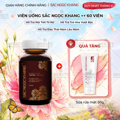 Viên Uống Mờ Nám, Hạn Chế Lão Hóa, Khỏe Đẹp Da Sắc Ngọc Khang++ Hộp 60 Viên (Tặng kèm Sữa rửa mặt thảo dược 50g)