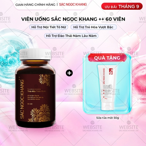 Viên Uống Mờ Nám, Hạn Chế Lão Hóa, Khỏe Đẹp Da Sắc Ngọc Khang++ Hộp 60 Viên (Tặng kèm Sữa rửa mặt thảo dược 50g)