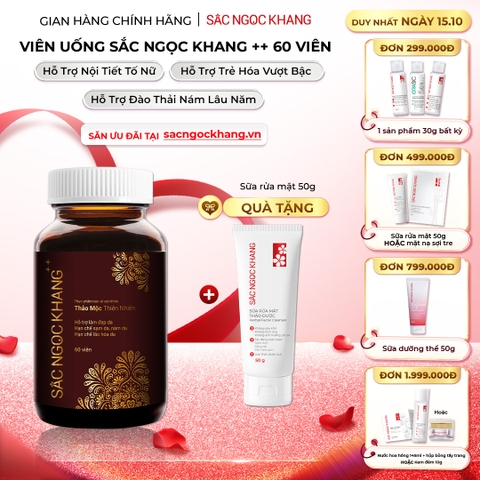 Viên Uống Mờ Nám, Hạn Chế Lão Hóa, Khỏe Đẹp Da Sắc Ngọc Khang++ Hộp 60 Viên (Tặng kèm Sữa rửa mặt thảo dược 50g)