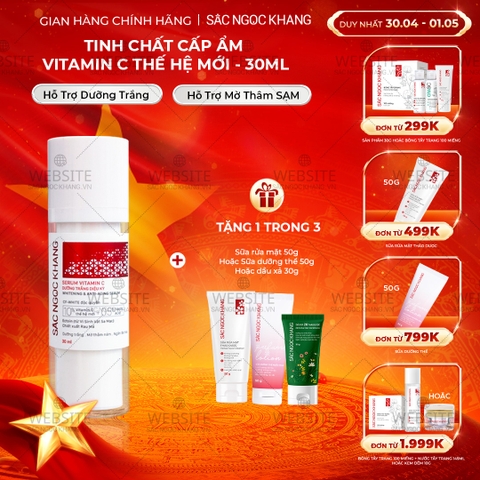 Serum Vitamin C Sắc Ngọc Khang 30ml - Tinh chất dưỡng trắng da diệu kỳ, mờ thâm nám, tàn nhang (tặng Sữa Dưỡng Thể 50g)