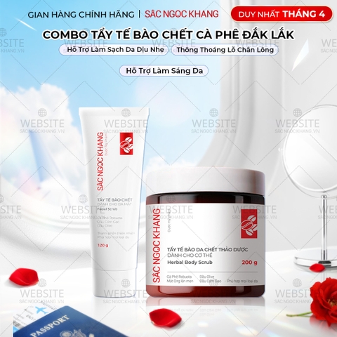 Combo Tẩy Tế Bào Chết Toàn Thân Và Da Mặt Sắc Ngọc Khang (Tẩy Tế Bào Chết Body 200g, Tẩy Tế Bào Chết Da Mặt 120g)