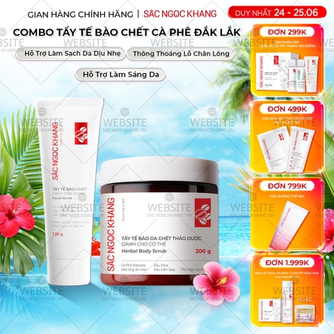 Combo Tẩy Tế Bào Chết Toàn Thân Và Da Mặt Sắc Ngọc Khang (Tẩy Tế Bào Chết Body 200g, Tẩy Tế Bào Chết Da Mặt 120g)