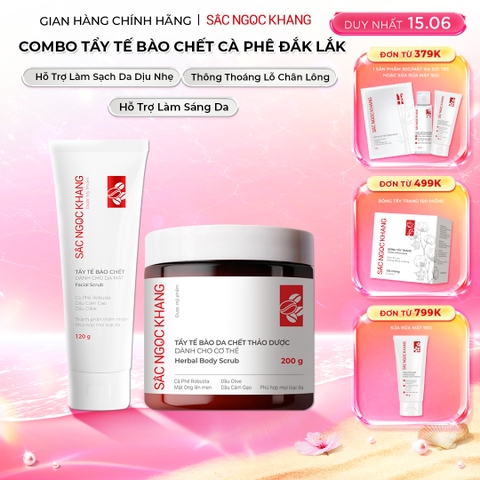 Combo Tẩy Tế Bào Chết Toàn Thân Và Da Mặt Sắc Ngọc Khang (Tẩy Tế Bào Chết Body 200g, Tẩy Tế Bào Chết Da Mặt 120g)