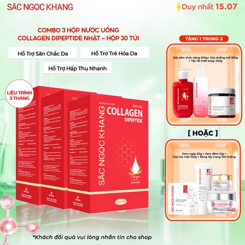Combo 3 Hộp Nước Uống Collagen Dipeptide Mờ Nếp Nhăn - Dưỡng Ẩm Mịn Sắc Ngọc Khang