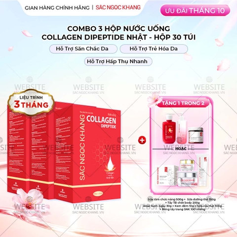 Combo 3 Hộp Nước Uống Collagen Dipeptide Mờ Nếp Nhăn - Dưỡng Ẩm Mịn Sắc Ngọc Khang