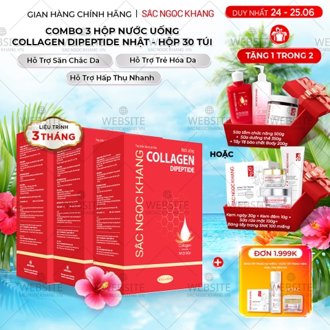 Combo 3 Hộp Nước Uống Collagen Dipeptide Mờ Nếp Nhăn - Dưỡng Ẩm Mịn Sắc Ngọc Khang
