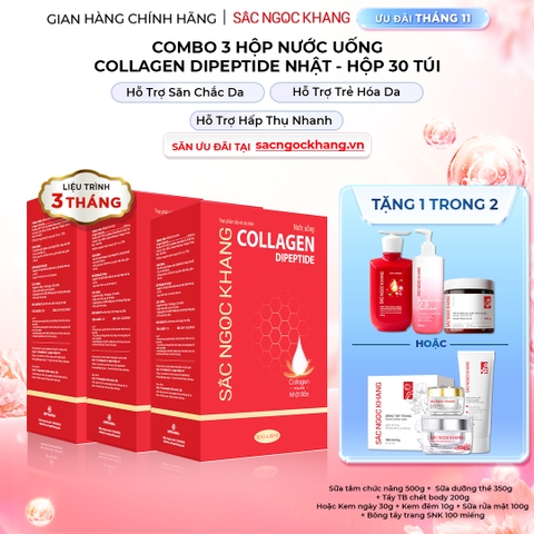 Combo 3 Hộp Nước Uống Collagen Dipeptide Mờ Nếp Nhăn - Dưỡng Ẩm Mịn Sắc Ngọc Khang