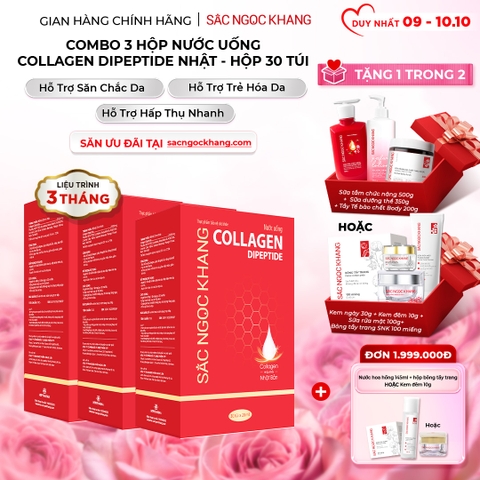 Combo 3 Hộp Nước Uống Collagen Dipeptide Mờ Nếp Nhăn - Dưỡng Ẩm Mịn Sắc Ngọc Khang