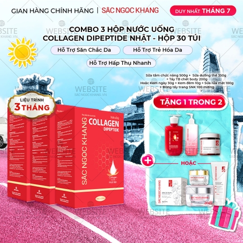 Combo 3 Hộp Nước Uống Collagen Dipeptide Mờ Nếp Nhăn - Dưỡng Ẩm Mịn Sắc Ngọc Khang