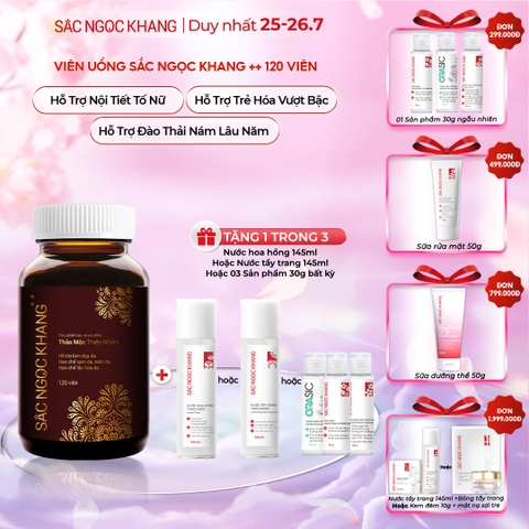 Viên Uống Mờ Nám, Hạn Chế Lão Hóa, Khỏe Đẹp Da Sắc Ngọc Khang ++ 120v (tặng Nước Hoa Hồng 145ml)
