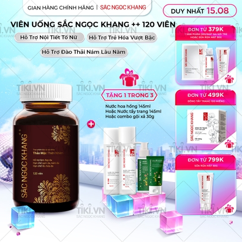 Viên Uống Mờ Nám, Hạn Chế Lão Hóa, Khỏe Đẹp Da Sắc Ngọc Khang ++ 120v (tặng Nước Hoa Hồng 145ml)