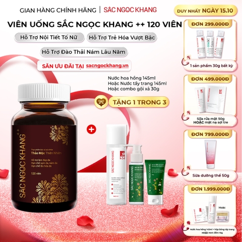 Viên Uống Mờ Nám, Hạn Chế Lão Hóa, Khỏe Đẹp Da Sắc Ngọc Khang ++ 120v (tặng Nước Hoa Hồng 145ml)