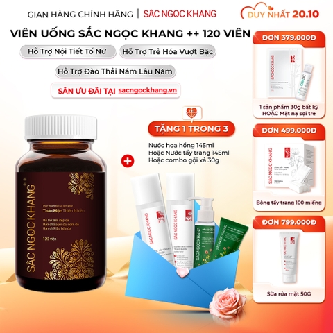 Viên Uống Mờ Nám, Hạn Chế Lão Hóa, Khỏe Đẹp Da Sắc Ngọc Khang ++ 120v (tặng Nước Hoa Hồng 145ml)