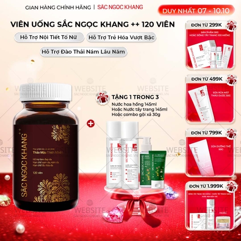 Viên Uống Mờ Nám, Hạn Chế Lão Hóa, Khỏe Đẹp Da Sắc Ngọc Khang ++ 120v (tặng Nước Hoa Hồng 145ml)
