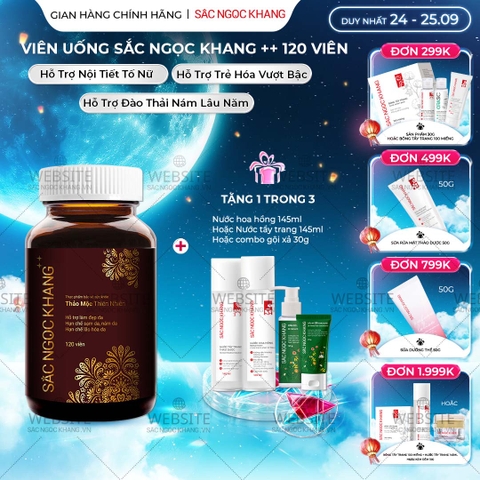 Viên Uống Mờ Nám, Hạn Chế Lão Hóa, Khỏe Đẹp Da Sắc Ngọc Khang ++ 120v (tặng Nước Hoa Hồng 145ml)