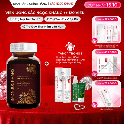 Viên Uống Mờ Nám, Hạn Chế Lão Hóa, Khỏe Đẹp Da Sắc Ngọc Khang ++ 120v (tặng Nước Hoa Hồng 145ml)