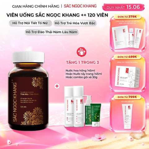 Viên Uống Mờ Nám, Hạn Chế Lão Hóa, Khỏe Đẹp Da Sắc Ngọc Khang ++ 120v (tặng Nước Hoa Hồng 145ml)