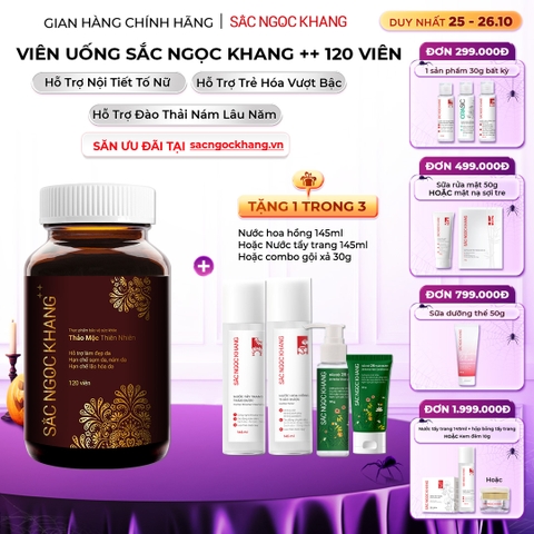 Viên Uống Mờ Nám, Hạn Chế Lão Hóa, Khỏe Đẹp Da Sắc Ngọc Khang ++ 120v (tặng Nước Hoa Hồng 145ml)