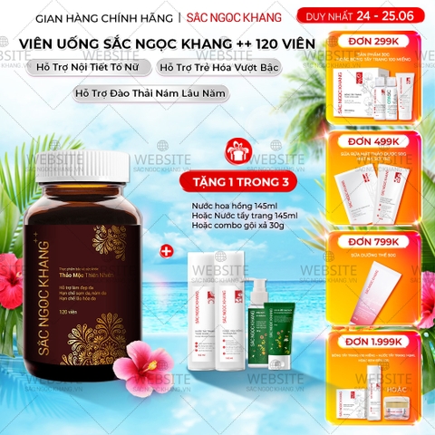 Viên Uống Mờ Nám, Hạn Chế Lão Hóa, Khỏe Đẹp Da Sắc Ngọc Khang ++ 120v (tặng Nước Hoa Hồng 145ml)