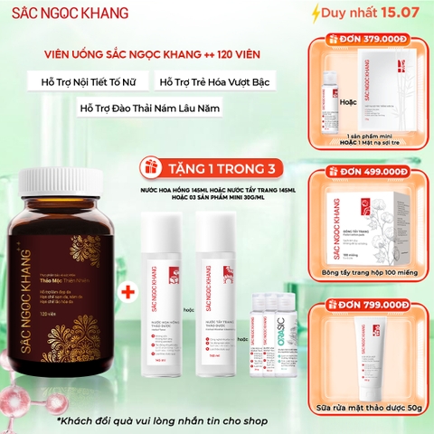Viên Uống Mờ Nám, Hạn Chế Lão Hóa, Khỏe Đẹp Da Sắc Ngọc Khang ++ 120v (tặng Nước Hoa Hồng 145ml)